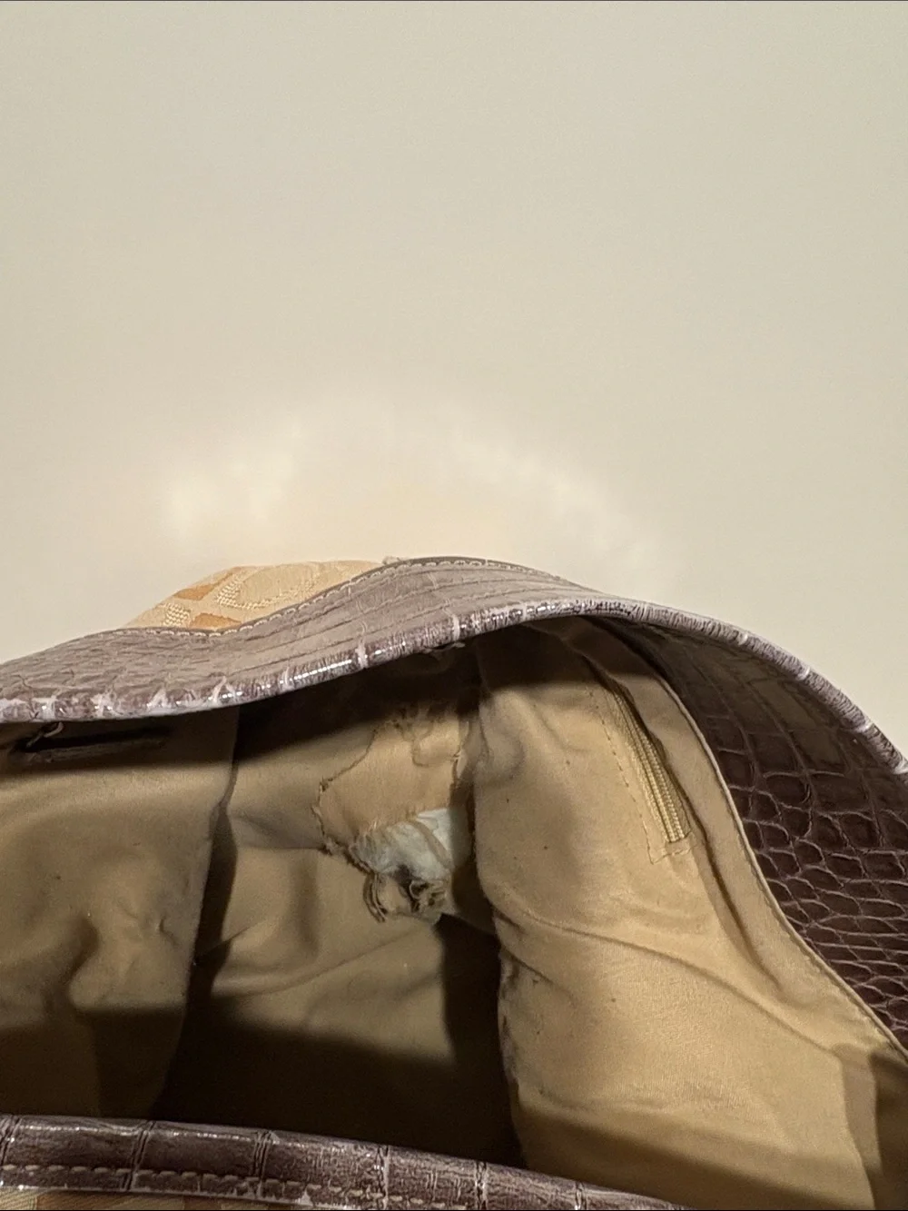 Liz Claiborne Beige and Brown Patterned Hobo Bag